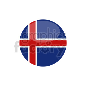 Clipart image of the Icelandic flag in a circular shape.