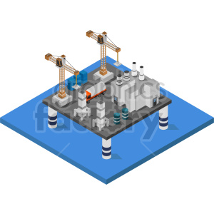 Isometric Offshore Oil Drilling Platform