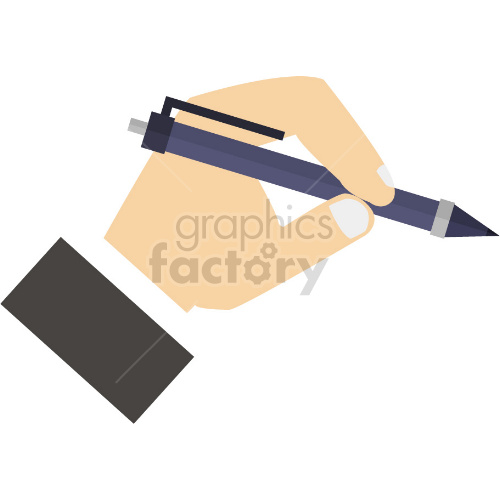 A clipart image of a hand holding a pen, depicting writing or drawing.