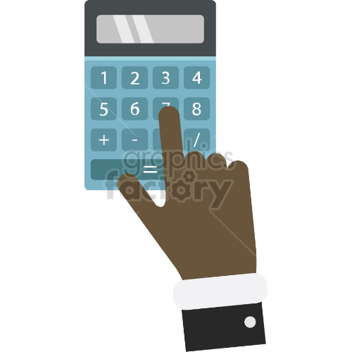 Illustration of a hand pressing buttons on a calculator.