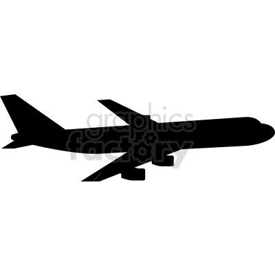 A silhouette of an airplane in flight.