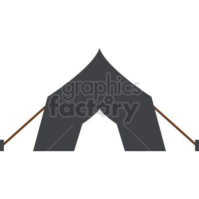 A simple clipart illustration of a gray tent with brown poles. The tent is represented in a minimalistic and flat design style, commonly used in camping or outdoor activity themes.