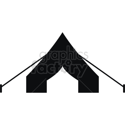   The clipart image shows a silhouette of a tent with ropes tied to stakes or pegs in the ground, suggesting that the tent is securely anchored and stable.
 