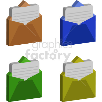 Colorful Open Envelopes with Papers