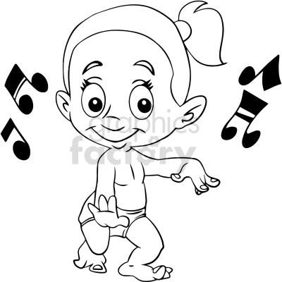 Image of a Dancing Baby with Musical Notes