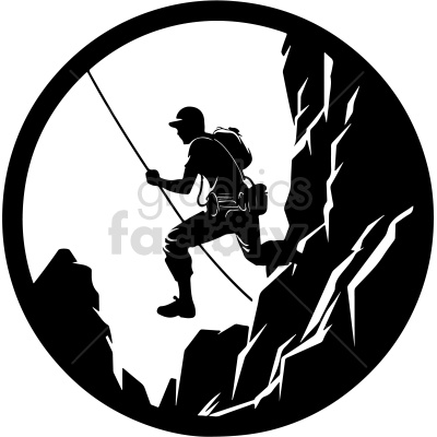 Silhouette of Rock Climber Ascending Mountain