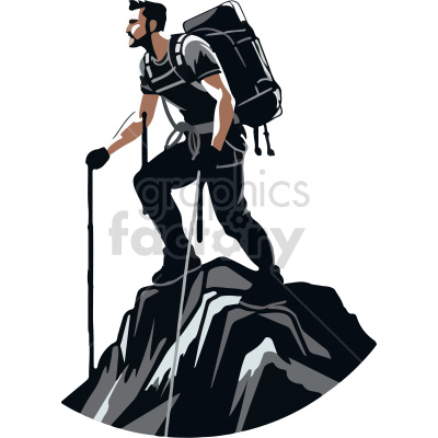 Mountain Hiker - Man With Backpack and Trekking Poles