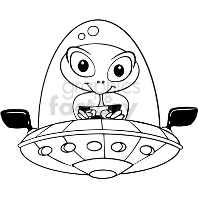 black and white ufo cartoon