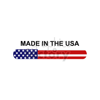 A clipart image with the text 'MADE IN THE USA' above a graphic of a horizontal bar featuring the American flag design with stars and stripes.