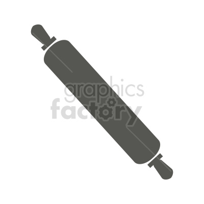 A grayscale clipart image of a rolling pin.