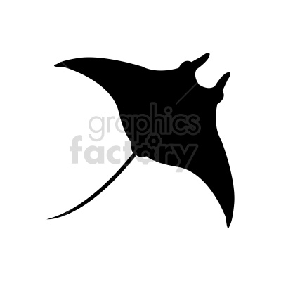 Silhouette of a manta ray with its distinctive triangular pectoral fins and tail.