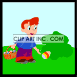 Animated little boy throwing Easter eggs