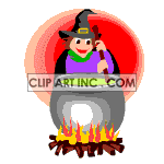 animated witch stirring her cauldron