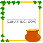 Animated sign with clovers and pot of gold
