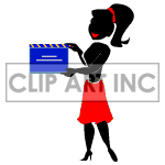 Animated lady holding a clapboard.