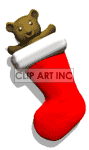 Animated Christmas stocking with a teddy bear in it