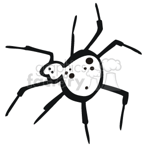   This image shows a spider with 8 long legs. The body is quite large, with a head visible. The body has black spots on it. It