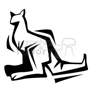 The clipart image depicts a stylized, abstract representation of a kangaroo. It appears to be in a sitting or resting pose with its tail and legs stretched out, and its head turned to the side.