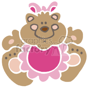The clipart image shows a stuffed teddy bear toy that is commonly used as a child's comfort object. The teddy bear sits upright, and it appears to be wearing a diaper with a safety pin on its side, suggesting it is intended to represent a baby or a toddler.