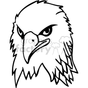 This clipart image features the head of a bald eagle, which is characterized by its sharp beak and intense gaze. The eagle appears to be drawn in a bold, simple line art style that captures the iconic look of the species, making it representational of patriotism and the symbol of the United States of America.
