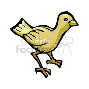 A clipart image of a yellow bird with a simple, cartoonish style.
