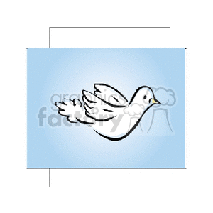 Clipart image of a white dove with a blue background, symbolizing peace and freedom.