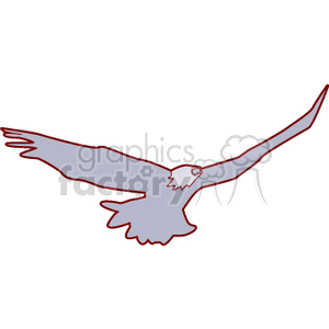 A simple clipart image of an eagle in flight with its wings spread wide.