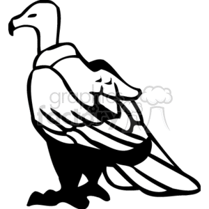 A black and white clipart image of a vulture.