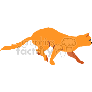   The clipart image shows an abstract representation of a cat or feline, possibly a kitten, in a sneaky or stalking pose. The cat