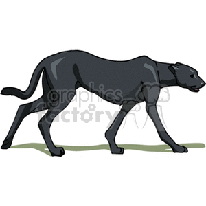 The image is a clipart illustration of a black panther in a prowling position. 
