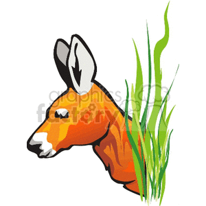 Illustration of a Stylized Deer Head amid Green Grass