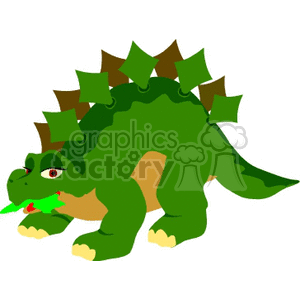 Cartoon Green Dinosaur Breathing Small Flame