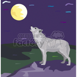 Wolf Howling at Moon - Canine Nighttime Scene