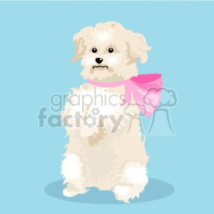 Cute Cartoon Poodle Puppy with Pink Bow