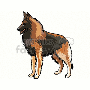 The image features a clipart representation of a German Shepherd dog. It is a stylized, graphic image that captures the characteristics of the breed, such as its pointed ears, black and tan coat, and alert demeanor.