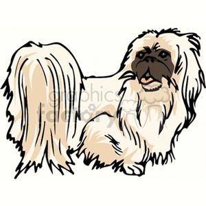 The clipart image depicts a cartoon representation of a Shih Tzu, a small, yappy canine breed known for its long fur and distinctive appearance. The dog appears to be brown in color with a happy or content expression.