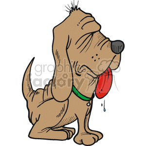Happy Brown Dog Cartoon with Drool - Pet Humor