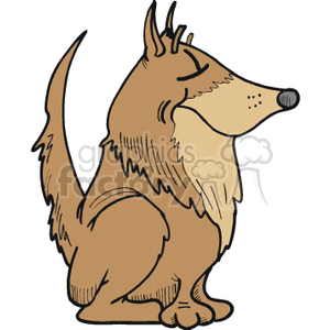 The clipart image features a cartoon illustration of a brown dog that resembles a collie breed. The dog is sitting with its tongue out, giving it a playful and friendly appearance.