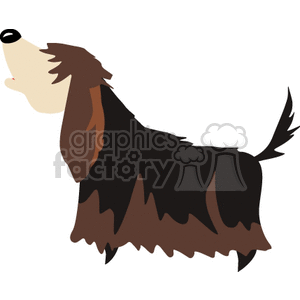 The image is a clipart of a dog. The canine is depicted in a stylized manner with simplified shapes and minimal detailing, showcasing it in profile view with brown and dark fur.