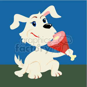 Cute Cartoon Puppy with Bone - Pet