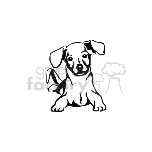   The clipart image depicts a line drawing of a puppy. It