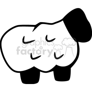 The image is a simple black and white clipart of a cartoon sheep. The sheep appears stylized with fluffy wool and is depicted in profile view.