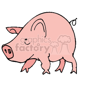 The clipart image depicts a cartoon-style, pink pig typically associated with a farm setting.