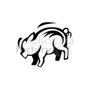 Stylized Black and White Pig for Farm Animal Graphics