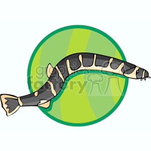 Cartoon Eel on Striped Background