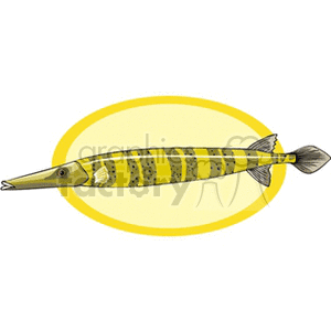 Striped Fish Illustration on Yellow Background