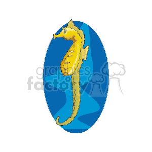 Yellow Seahorse on Blue Background