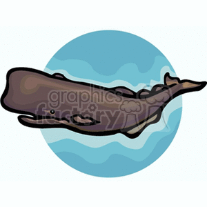 The image is a simple clipart illustration of a whale. There's a stylized depiction of the ocean wave in the background, symbolizing the whale's natural habitat.