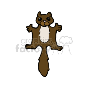   The clipart image depicts a cartoon of a flying squirrel. It