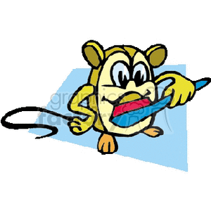 Cartoon Mouse Brushing Teeth